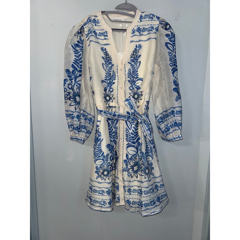 Taelynn Boutique Blue White Boho Dress NWT Size Large